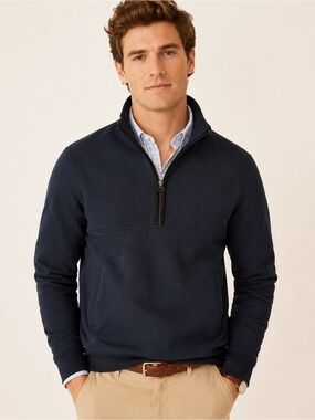 J.Crew Polartec Navy Blue Marled Half Zip Pullover Fleece Sweatshirt Mens Medium